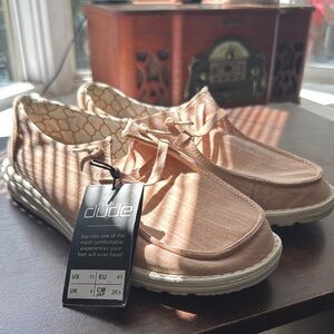 Hey Dude Tan and Pink Sneakers Relaxed Canvas Style